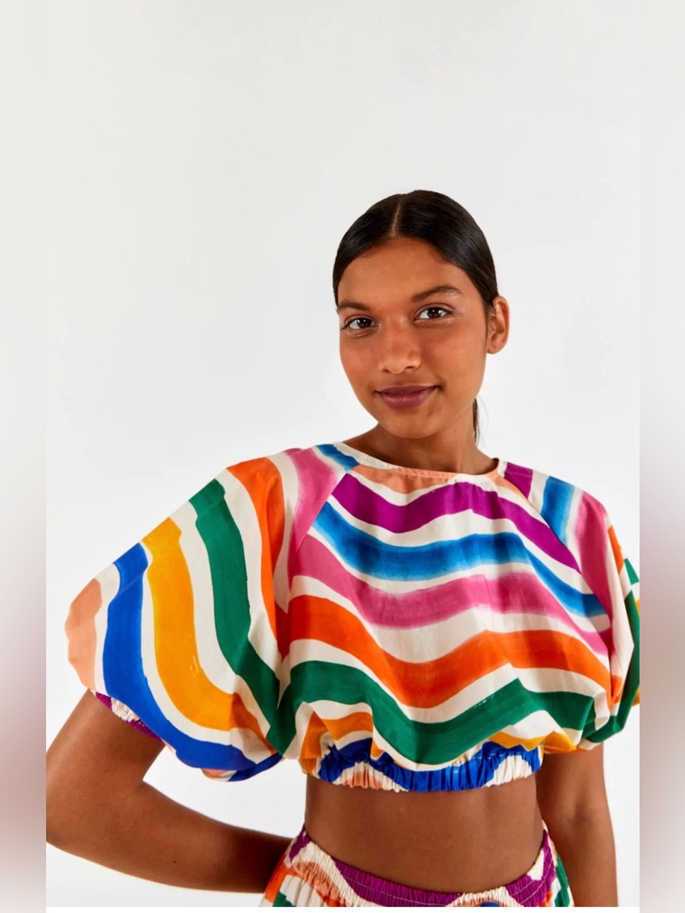 FARM RIO - Dancing Stripes Cropped Top Farm Rio Dancing Stripes Crop Top XS